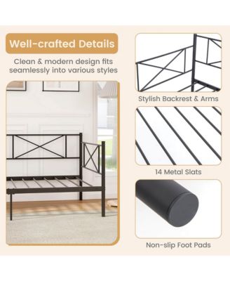 Twin Size Metal Daybed Modern Platform Bed w/ Heavy-duty Metal Slat Support