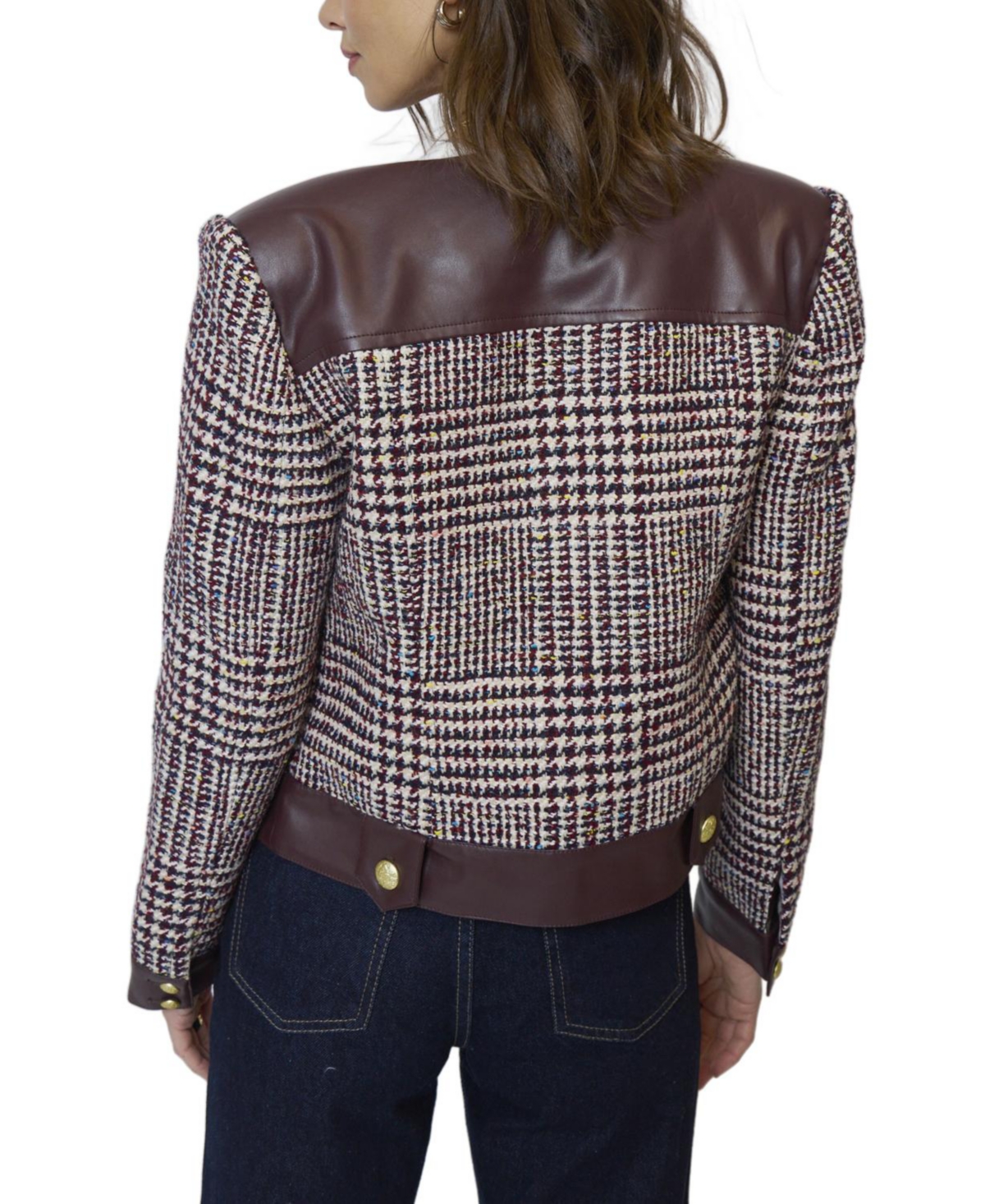Central Park West Women's Billie Houndstooth Combo Jacket
