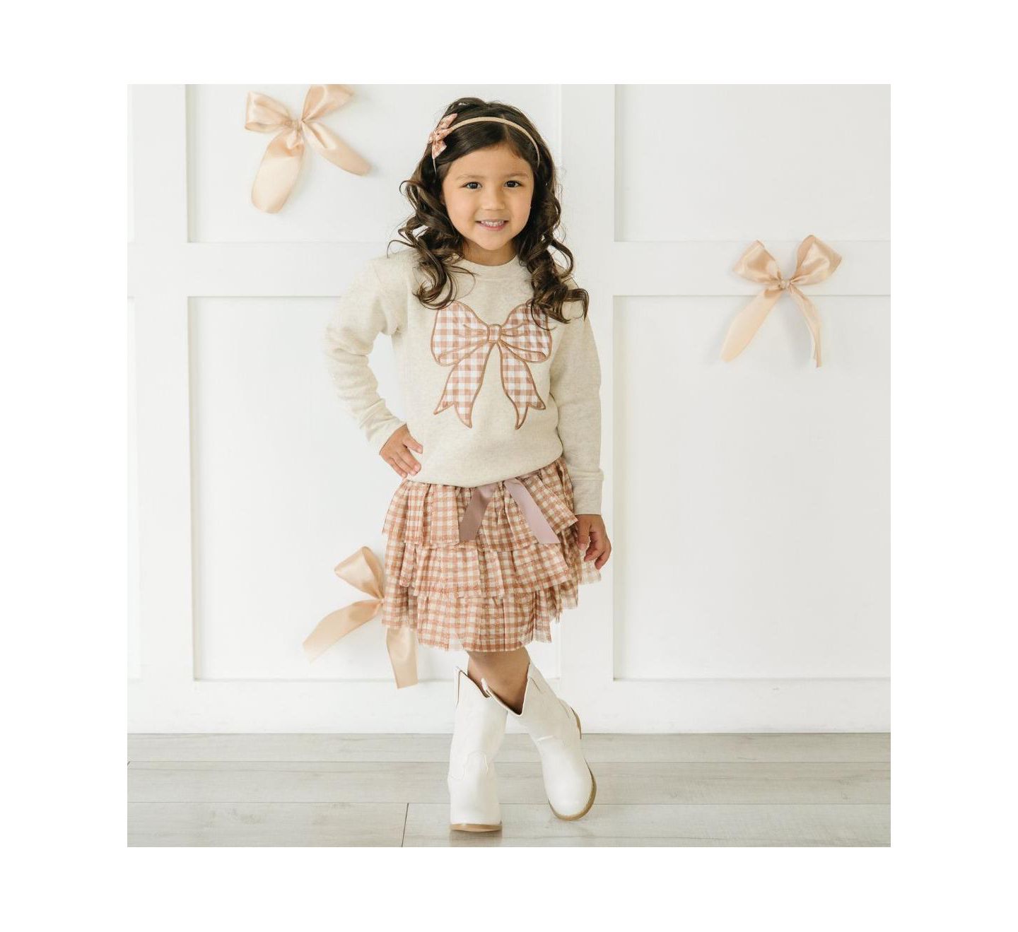 Аксессуары для волос Sweet Wink Child Gingham Printed Tulle Bow Headband для девочек, цвет: Разноцветный — фото 3
