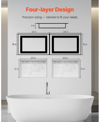Double Recessed Shower Niche Wall Shelf for Bathroom Storage and Organization