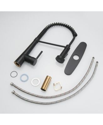 Single-Handle Pull-Down Sprayer 2 Spray High Arc Kitchen Faucet With Deck Plate in Matte Black