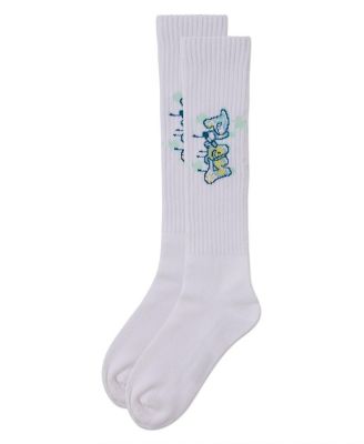 Girls Ribbed Stretch Cotton "Graffiti Play" Knee Sock