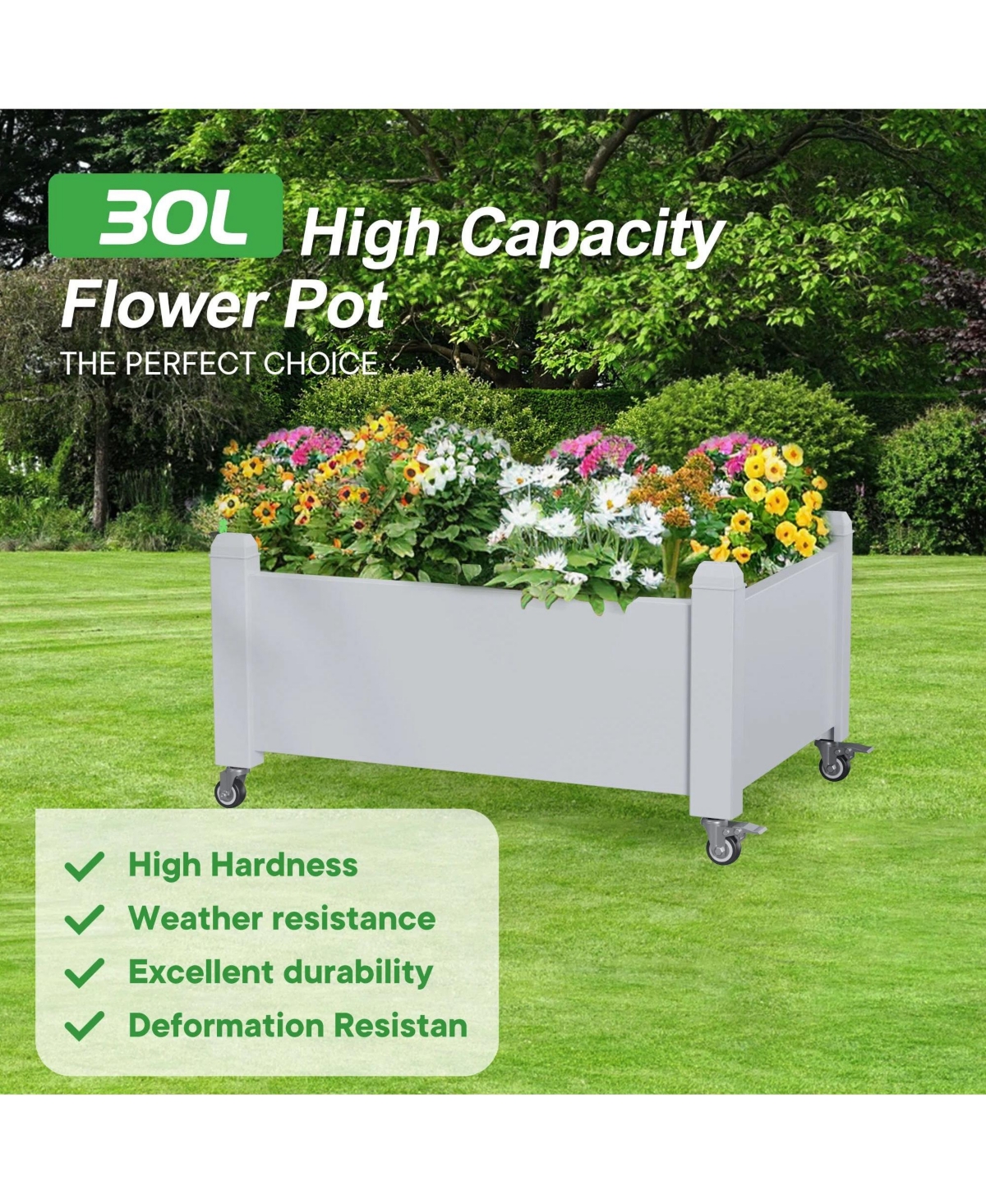 Chic Crate Soltanica Raised Garden Bed with Wheels