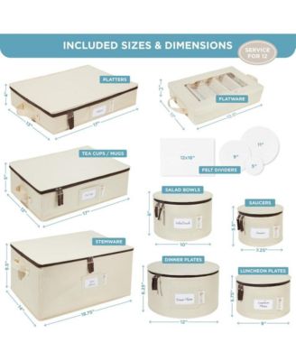 Hard Shell China Storage Containers 8-Piece Set Moving Boxes for Dinnerware Service for 12