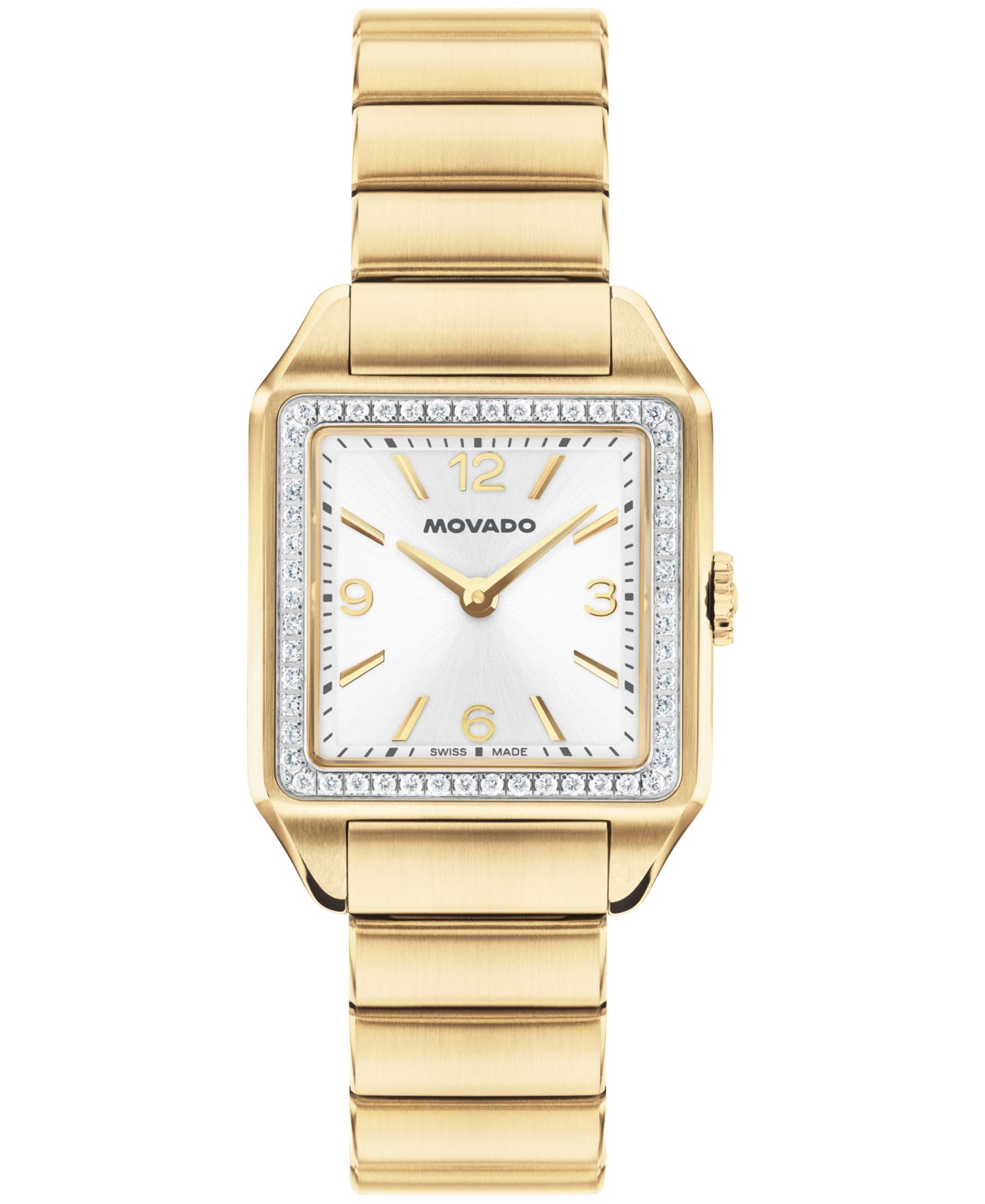 Женские часы Movado 1917 Lab Grown Diamond Swiss Quartz Gold Stainless Steel Watch, 25 x 34.1mm — фото 1