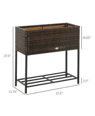 Outsunny Elevated Planter Box with Rattan Look