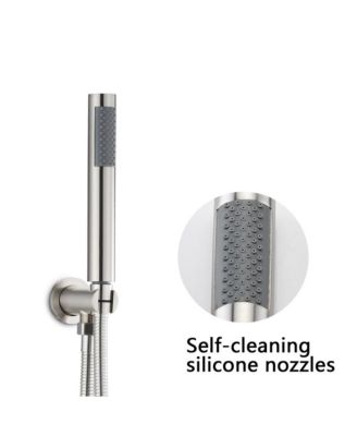 Wall Mounted Round Shower Combo Set with 10" Rain Shower Head and Handheld Shower Head Set with Pressure Balancing Valve, Silver