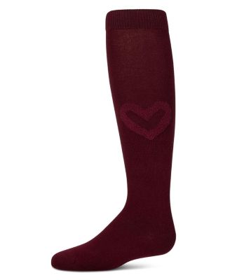 Little Girls Cotton-Rich Fuzzy Heart Embellished Knee Sock