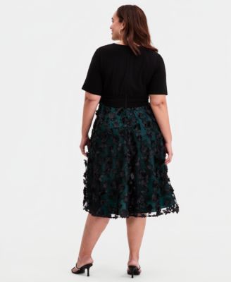 Plus Size 3D Floral A-Line Dress
