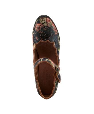 Women's Adodora-Prit Baroque Mary Janes with Velvet and Leather Upper, Scalloped Edges, Antique Buckle, Cushioned Insole, and Sculpted Heel