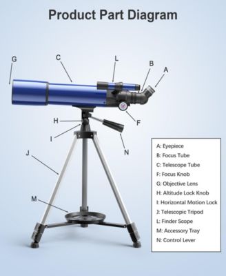 80mm Astronomical Refractor Telescope for Beginners with 150× Magnification, Adjustable Tripod, Phone Adapter and Carry Bag