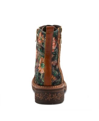 L Artiste Women s CORDEA Embroidered Leather Boot with Lug Sole and Rainbow Stitching