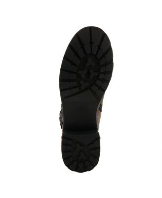 L’Artiste Women’s MARTINELA Floral Appliqu&eacute; Leather Boot with Rainbow Stitching and Lace-Up Detail