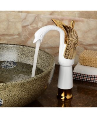 12*12*5 Swan Single Hole Single Handle Bathroom Vessel Sink Faucet With Pop Up Drain