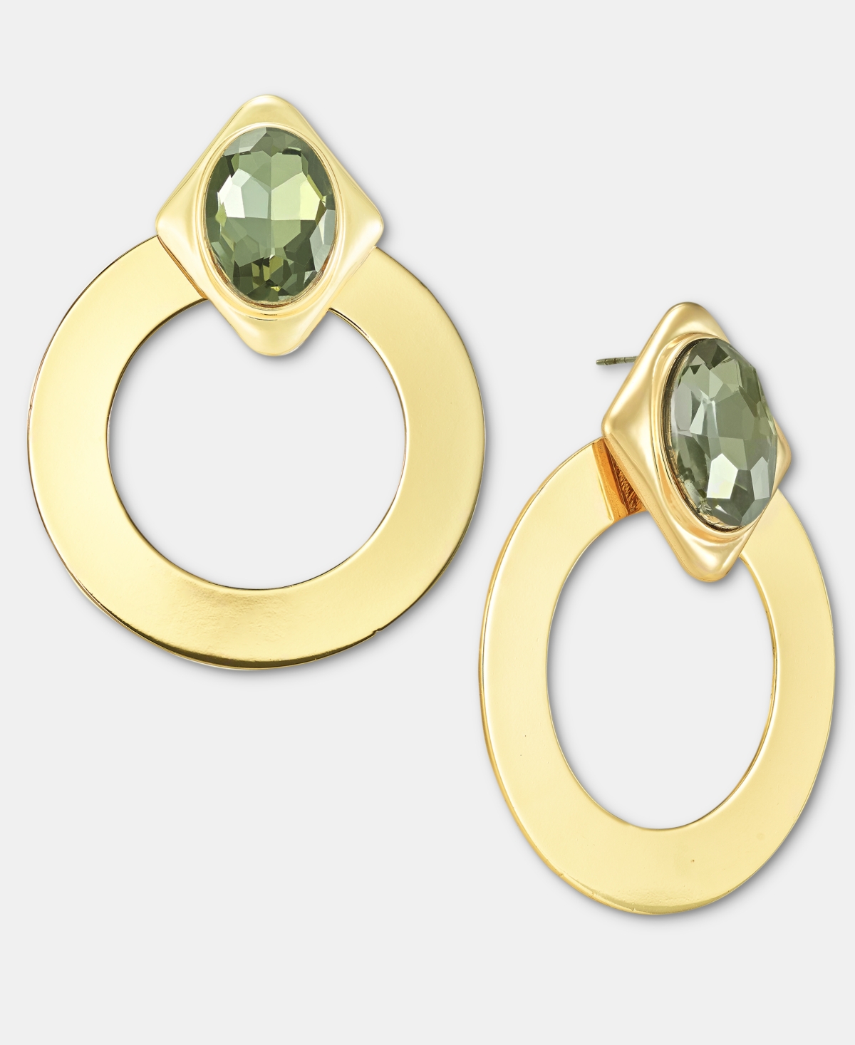Inc International Concepts Crystal & Hoop Drop Earrings, Macy's Exclusive In Gold