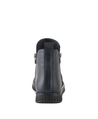 Rosado Ruched Leather Bootie with Dual Zippers and Removable Insole