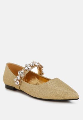 Womens Flavia Diamante Brooch Glitter Ballerinas