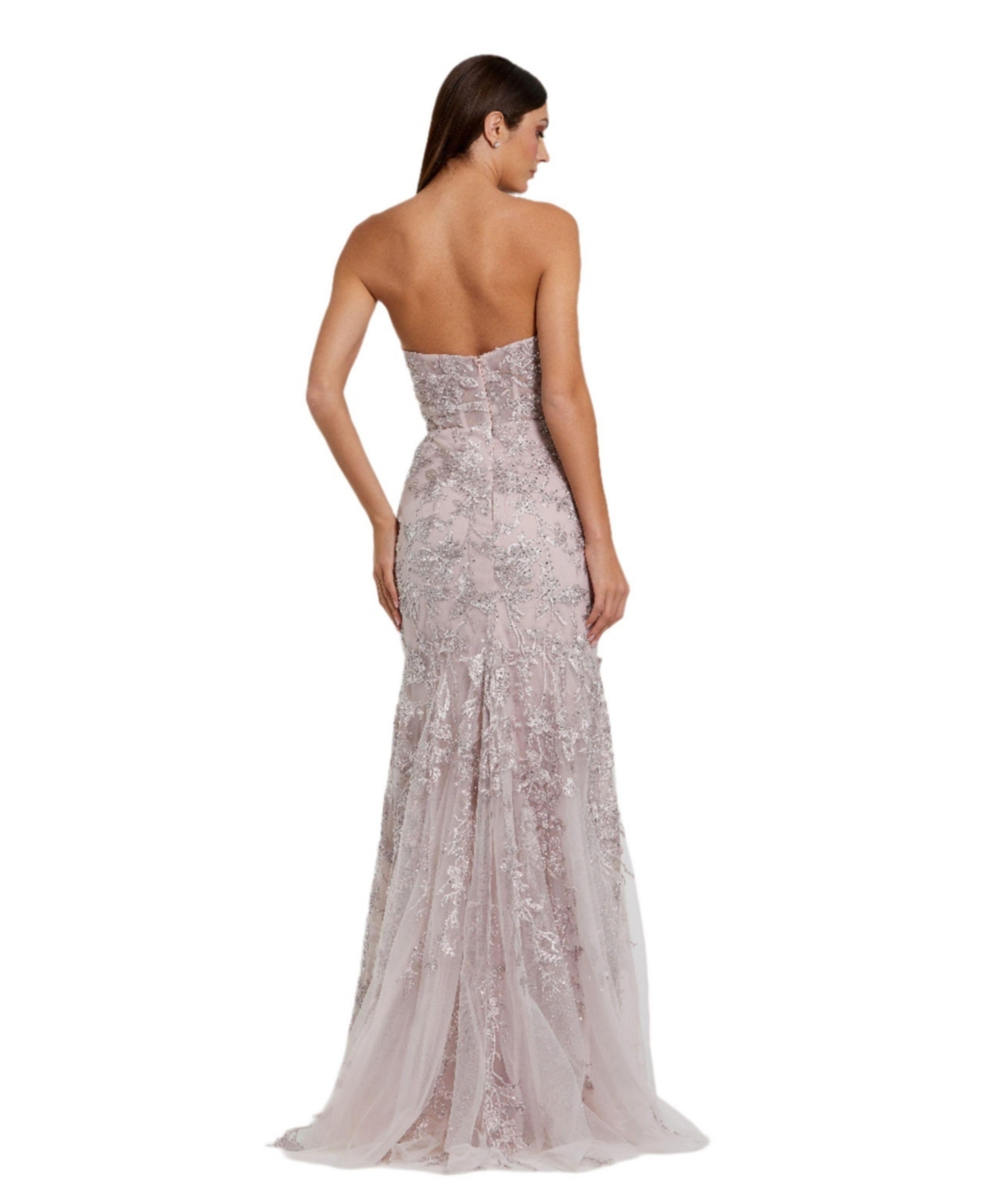Mac Duggal Women's Strapless Beaded Applique Mermaid Gown With Flower