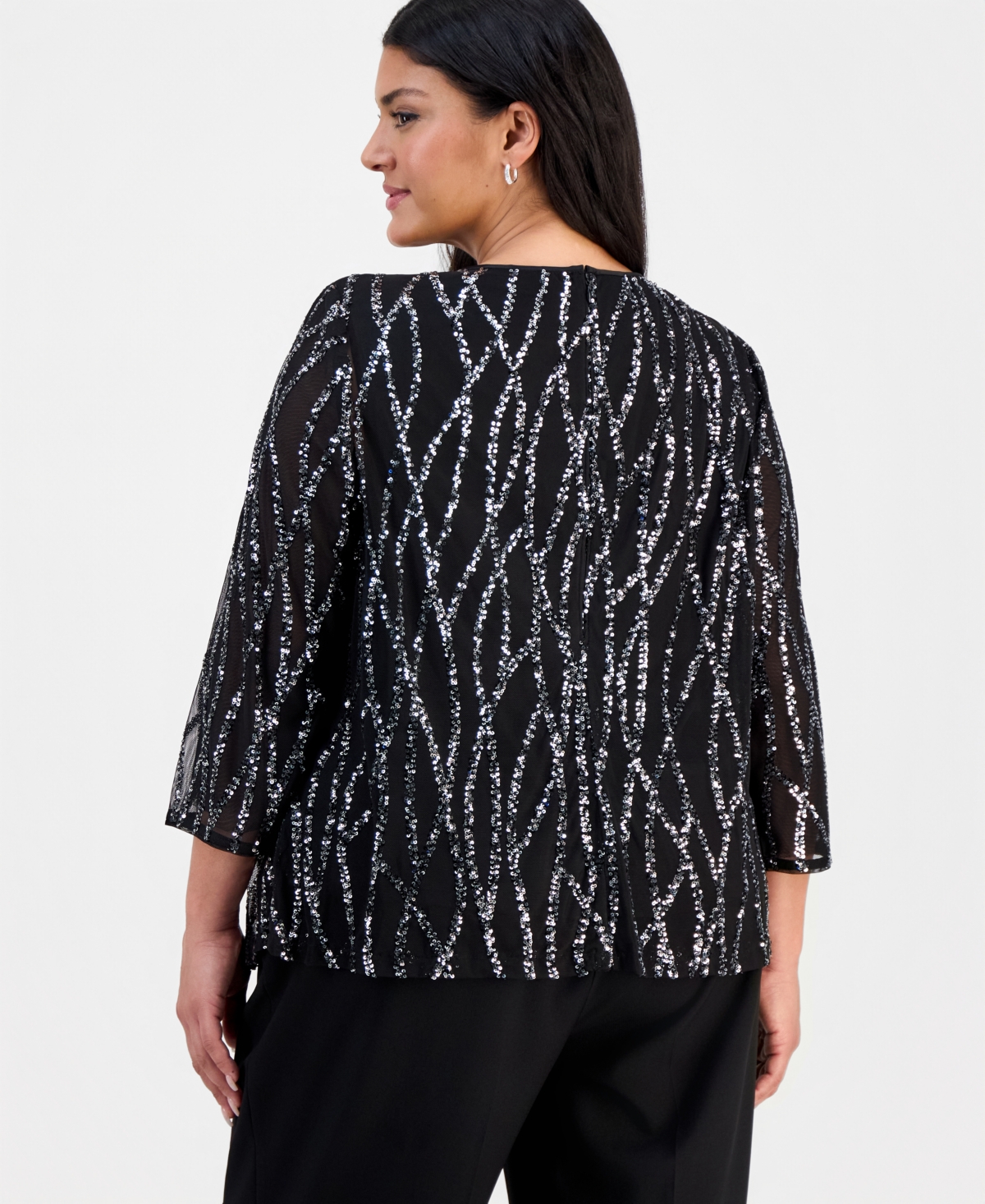 Alex Evenings Plus Sequin Jacket And Tank Set