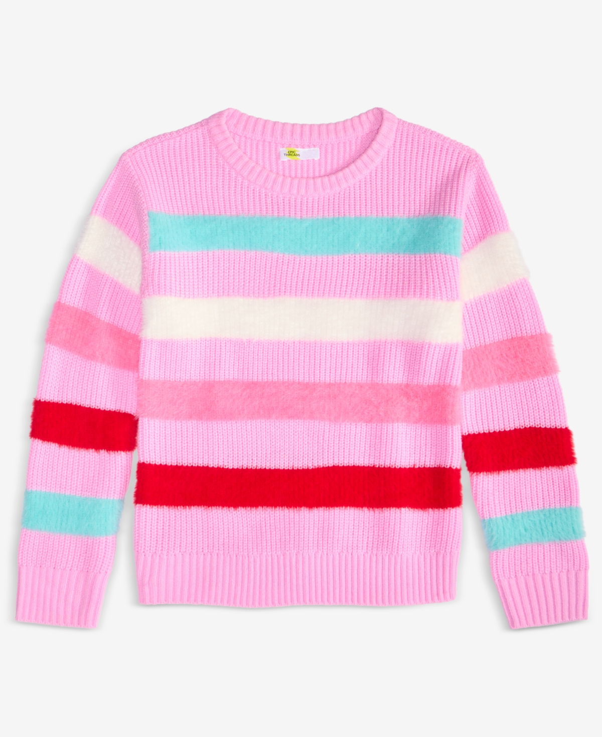 Epic Threads Girls 5-20 Feather Stripe Long-sleeve Sweater, Macy's Exclusive In Multi