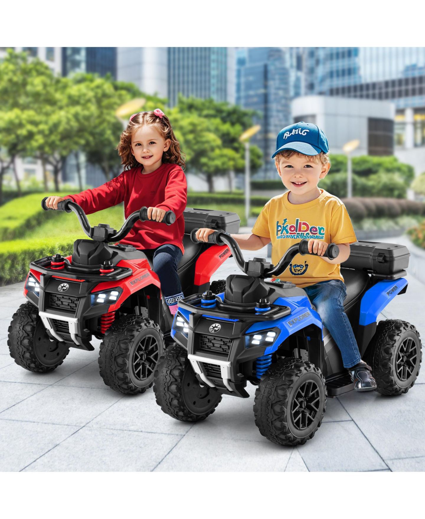 Детская игрушка Gymax 6V Kids Ride On ATV with Music & Spray Function, 44 lbs, Ages 18 Months+, цвет: Синий — фото 4