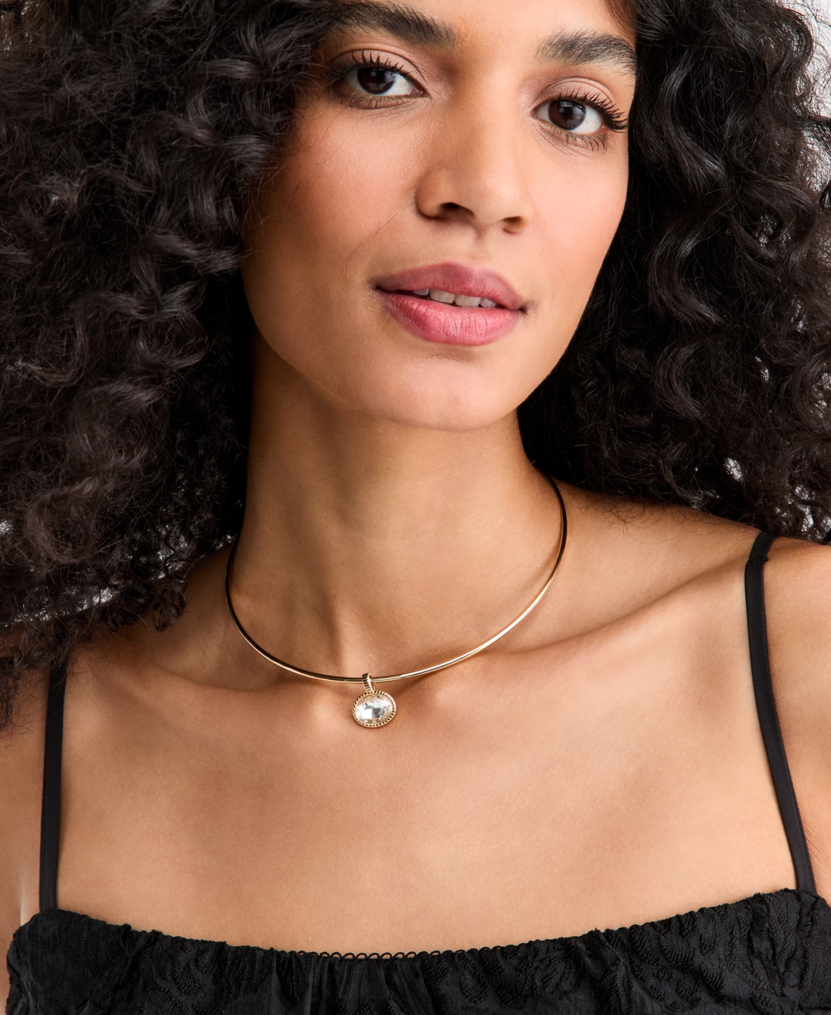 On 34th Crystal Structured Gold Tone Pendant Necklace, Macy's Exclusive