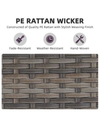 CubeEdge 2-Piece Wicker Outdoor Ottoman Patio Rattan Footrest Seat Steel Frame Foostool with Removable Olefin Cushions