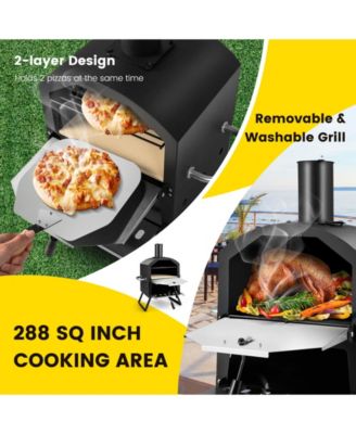 Outdoor Pizza Oven with Anti-scalding Handles and Foldable Legs