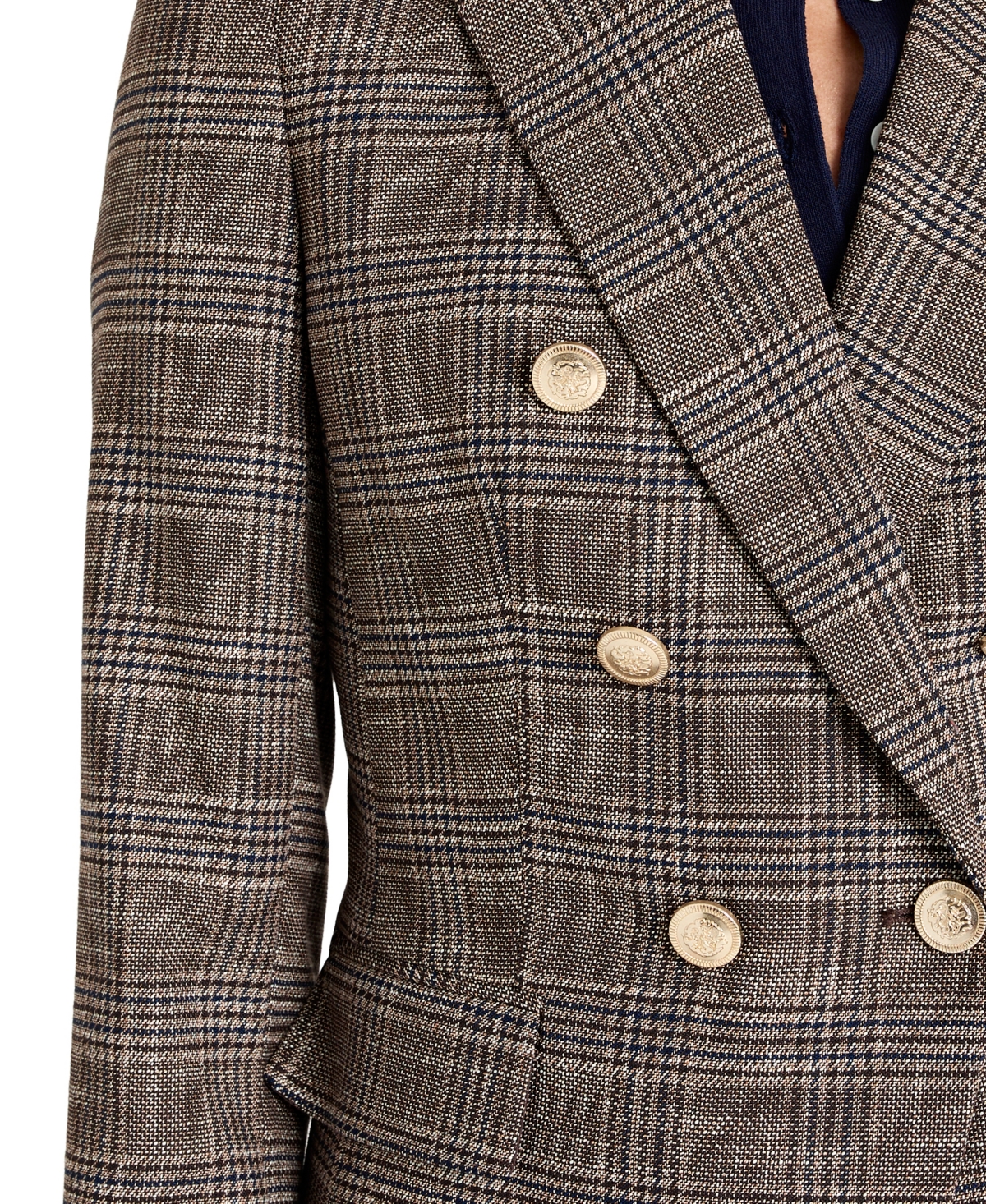 Tahari Asl Petite Plaid Blazer Jacket In Brown