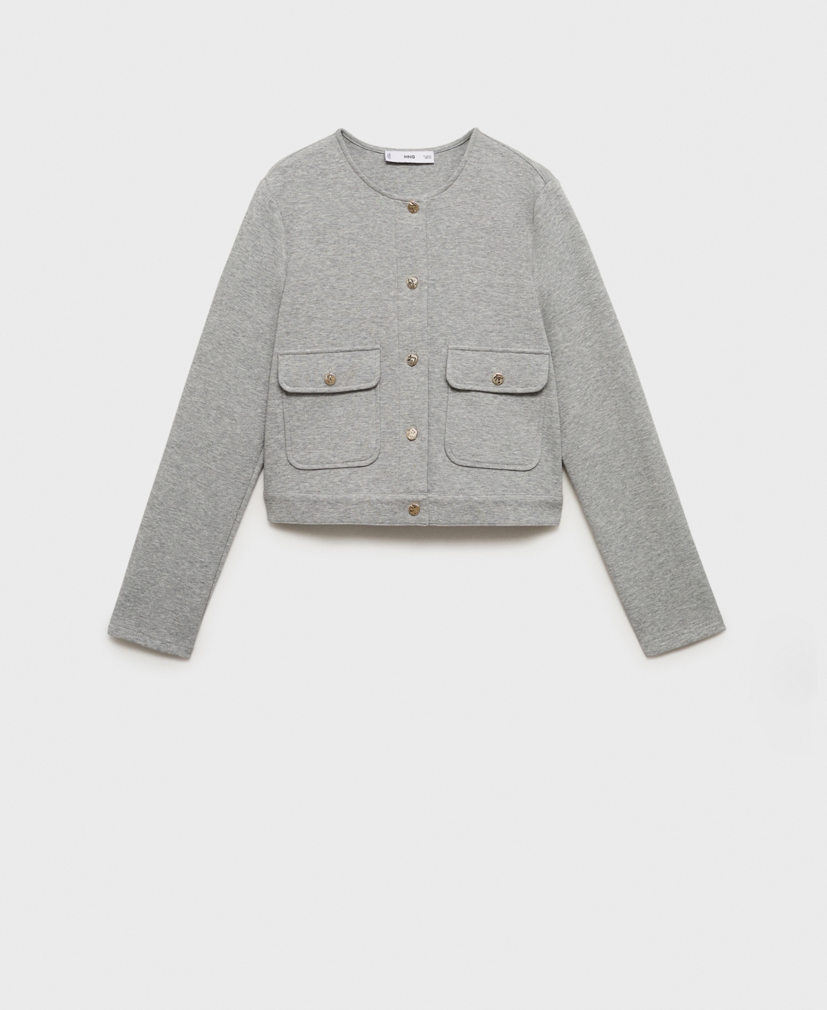 Mango Cotton Blend Crop Utility Jacket In Gray