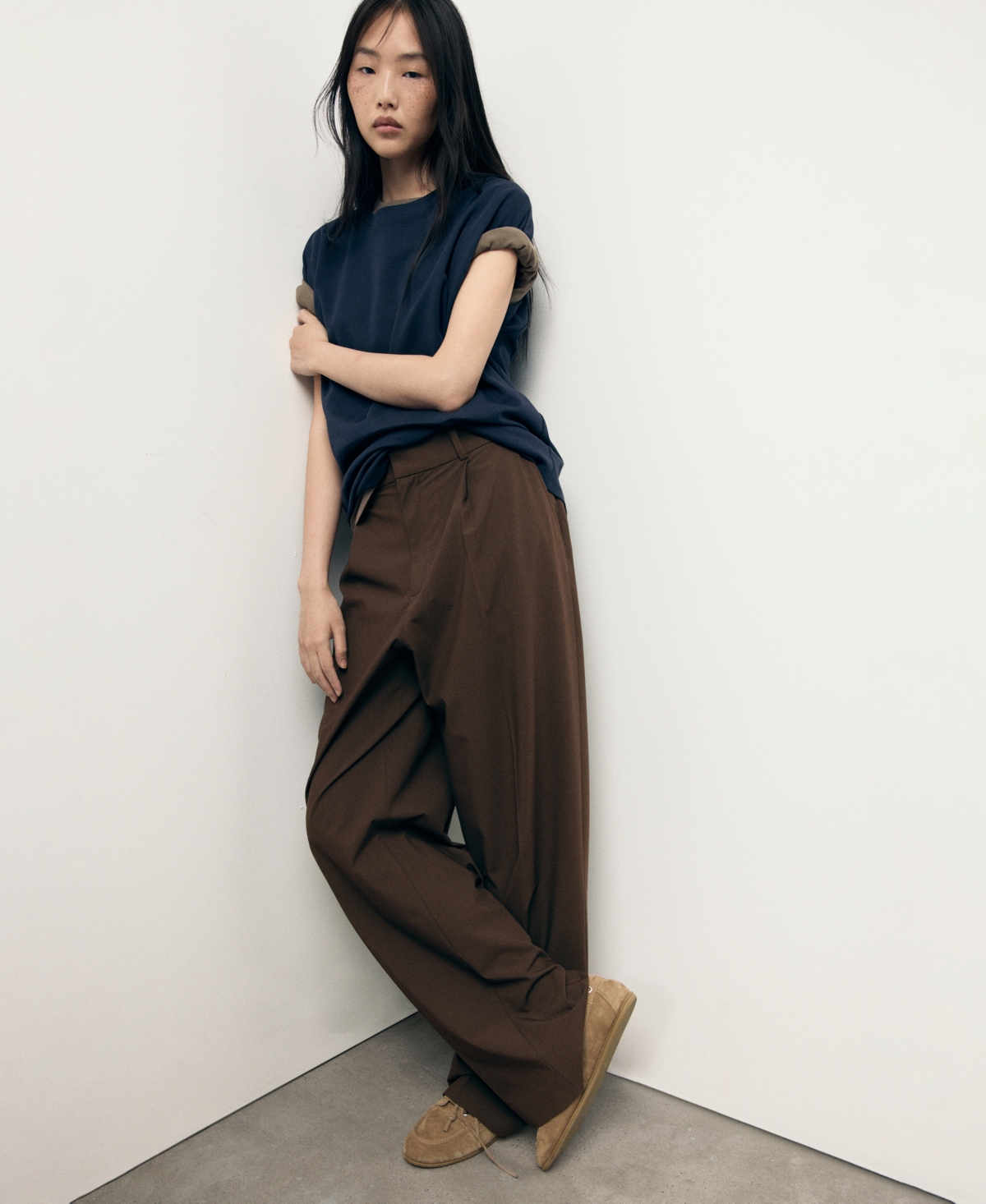 Mango Pleated Wide Leg Pants In Multi