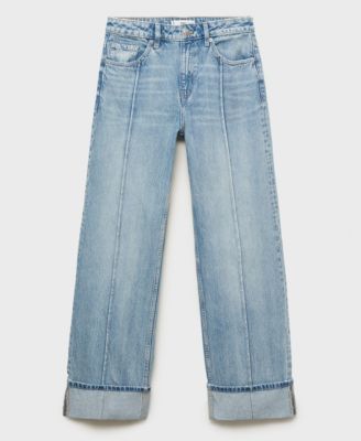 Women's Turn-Up Hem Wide-Leg Jeans
