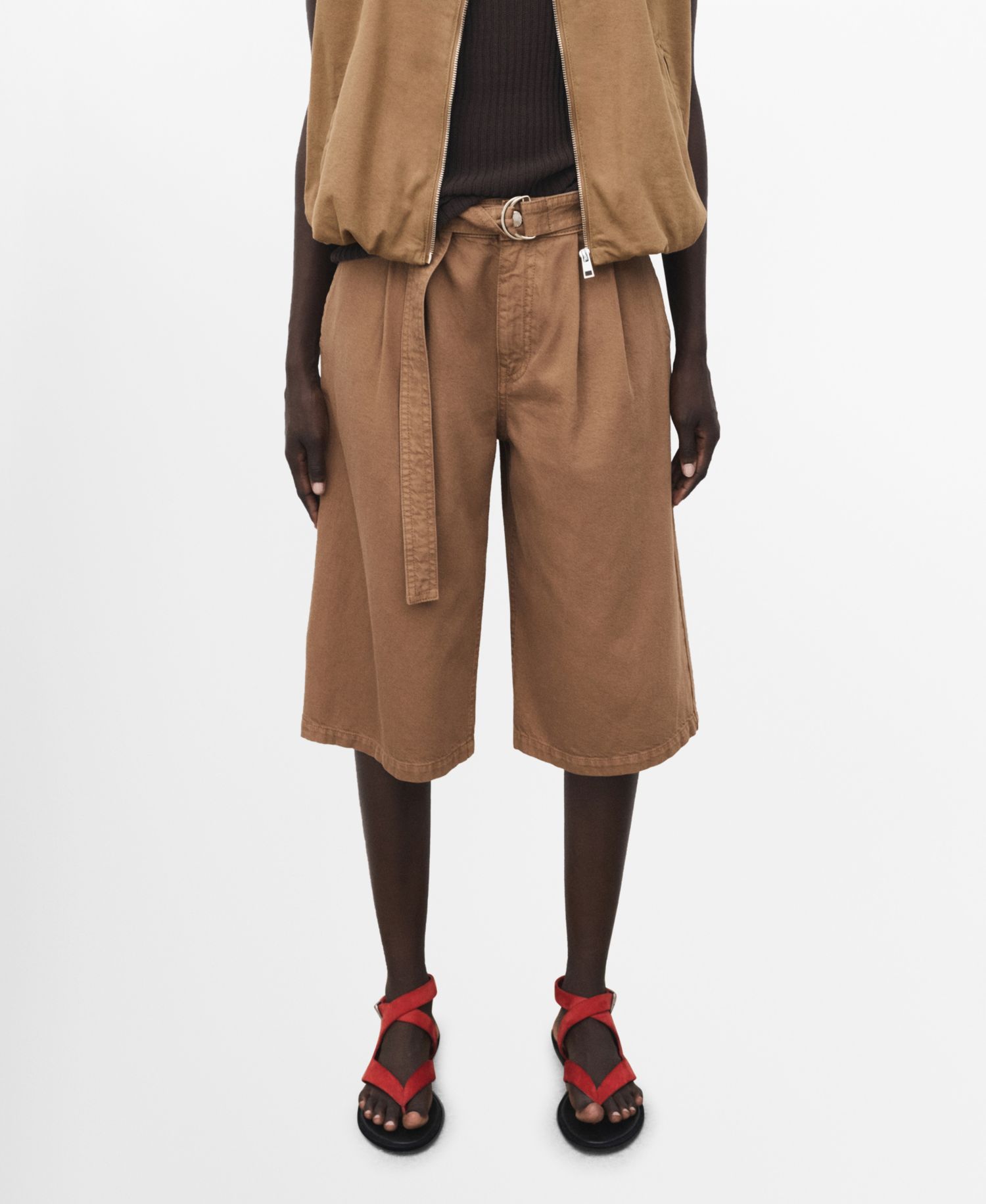 Women's Belted Denim Jorts
