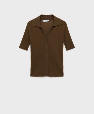 Women's Ribbed Polo Neck Sweater