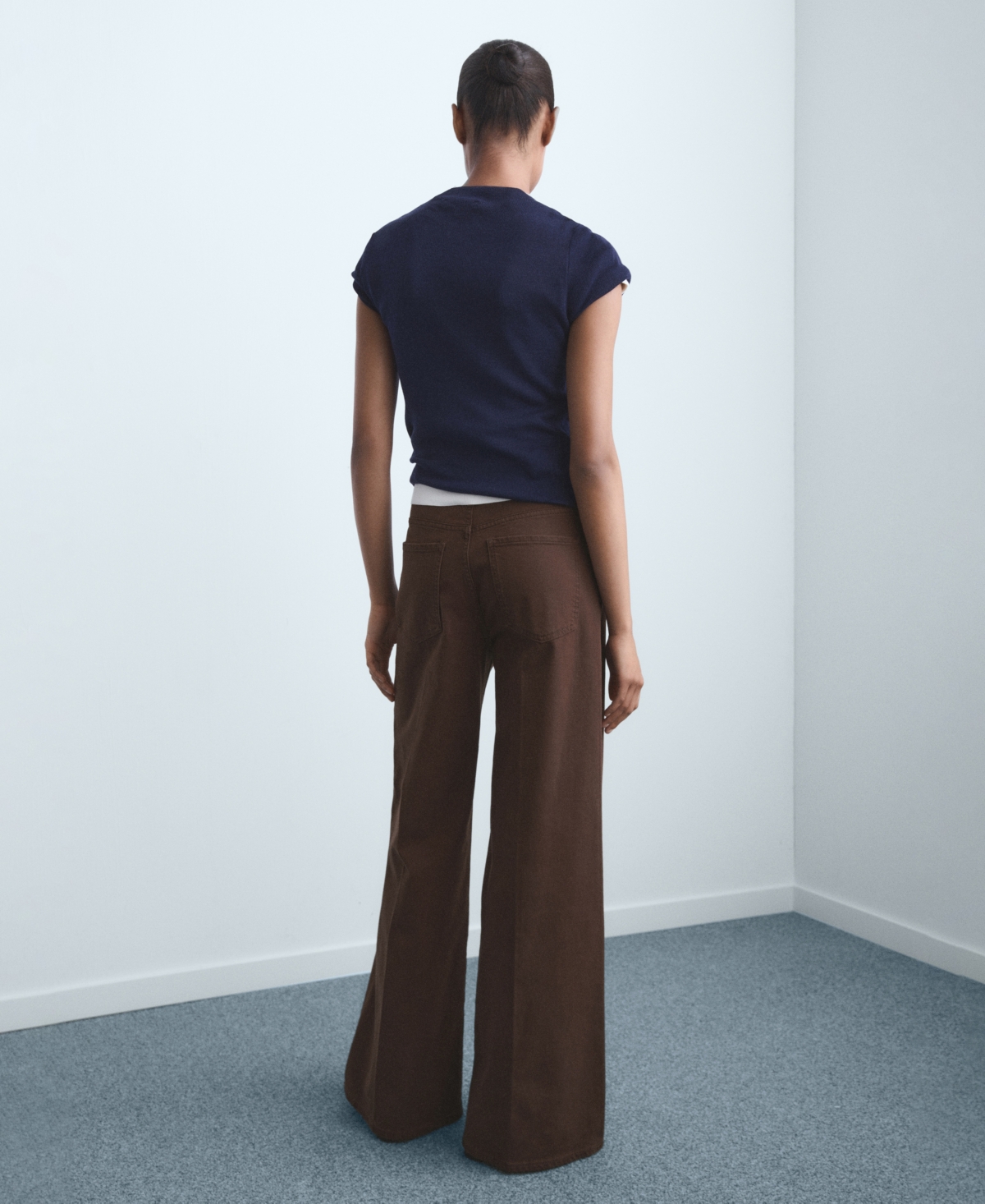 Mango Women's High-waisted Wide-leg Jeans In Brown