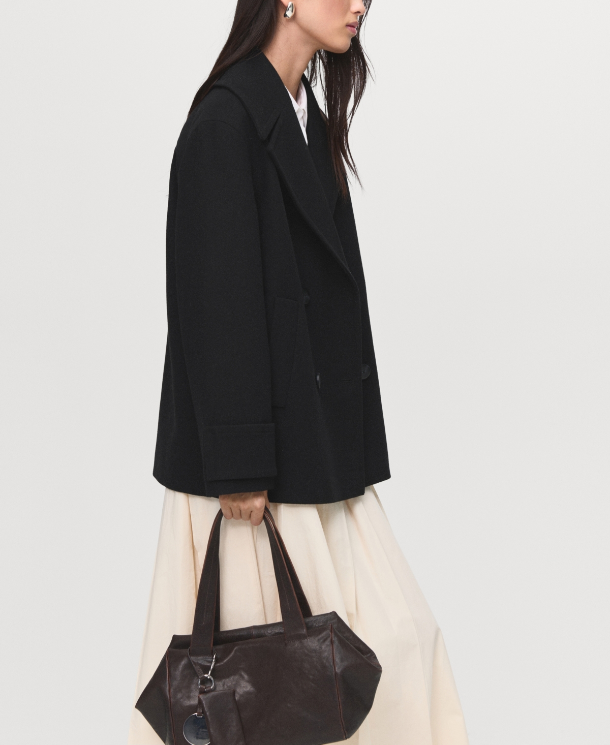 Mango Goya Double Breasted Blazer In Black