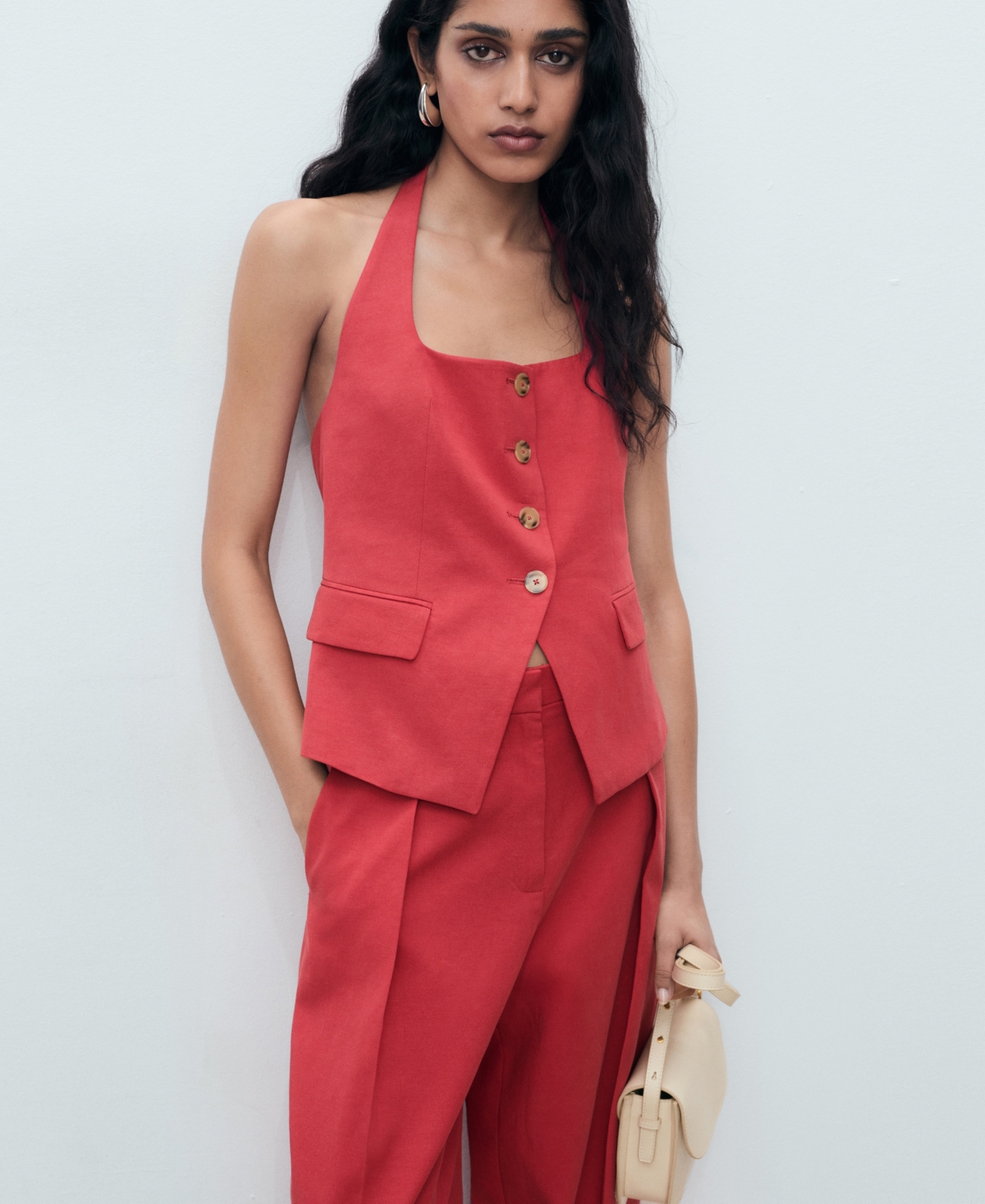 Mango Women's Linen-blend Balloon Suit Pants In Red