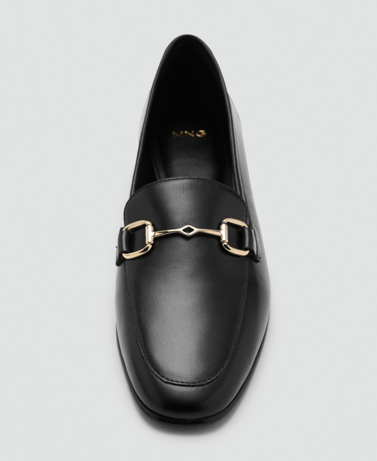 Mango Buckle Leather Moccasins Black In Black