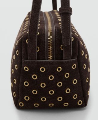 Women's Eyelets Detail Suede Shopper Bag