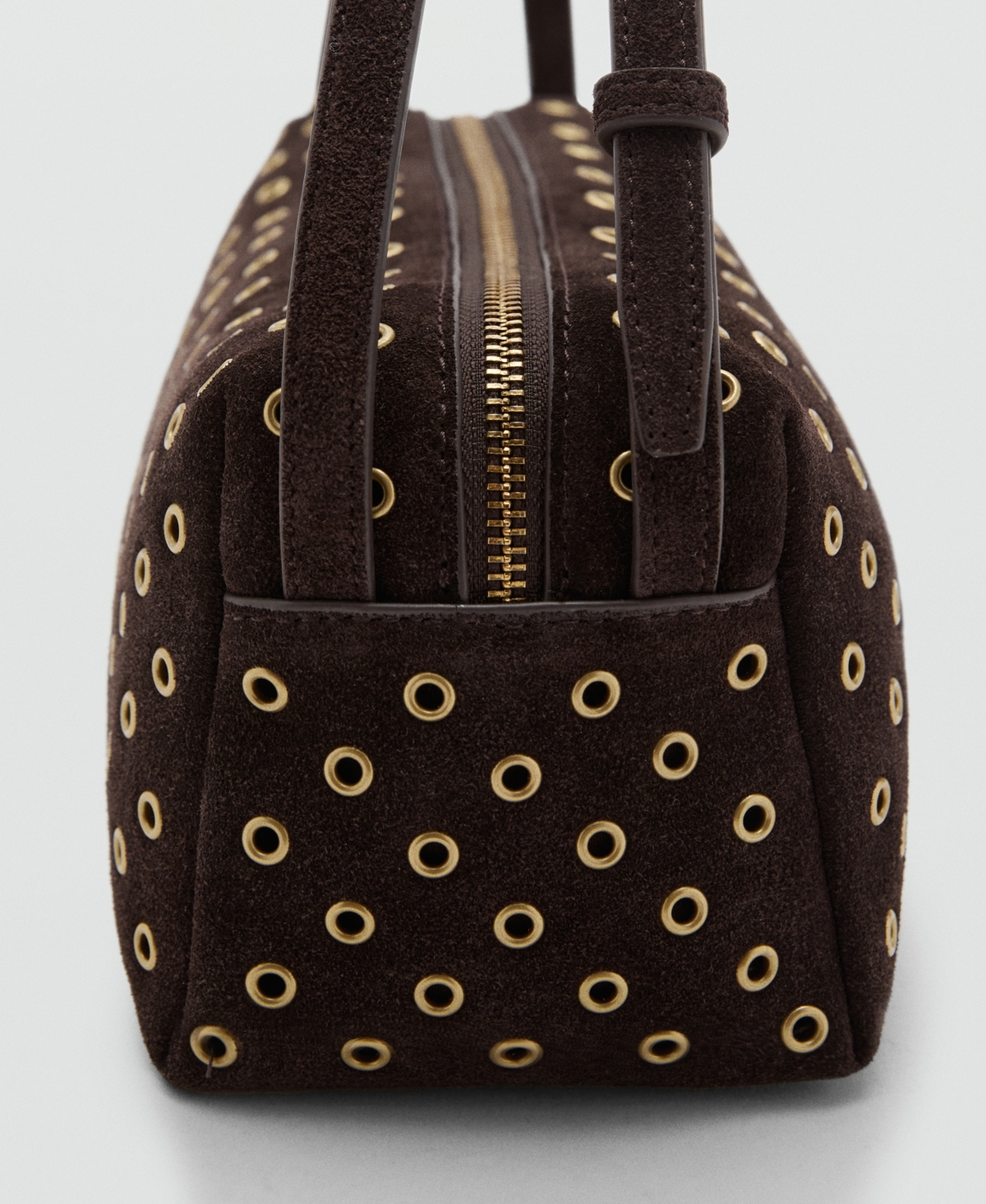 Mango Women's Eyelets Detail Suede Shopper Bag In Brown