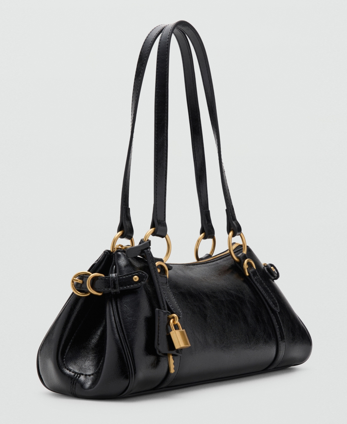 Mango Women's Charm Detail Bowling Shoulder Bag In Black