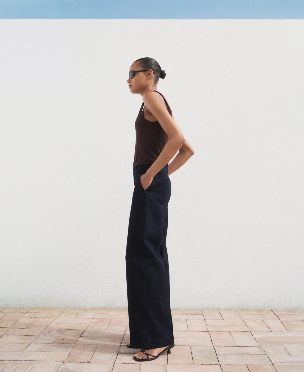 Mango Women's High-waisted Wide Leg Denim Pants In Blue