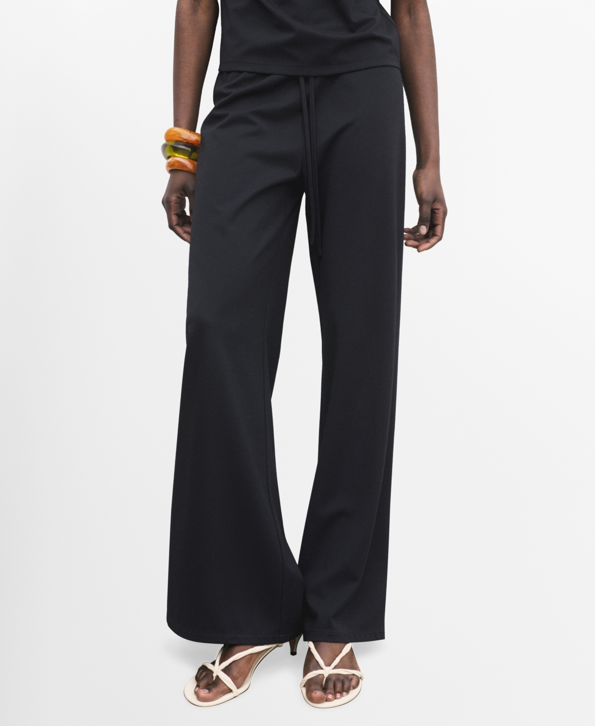 Mango Women's Elasticated Waist Wide-leg Pants In Blue