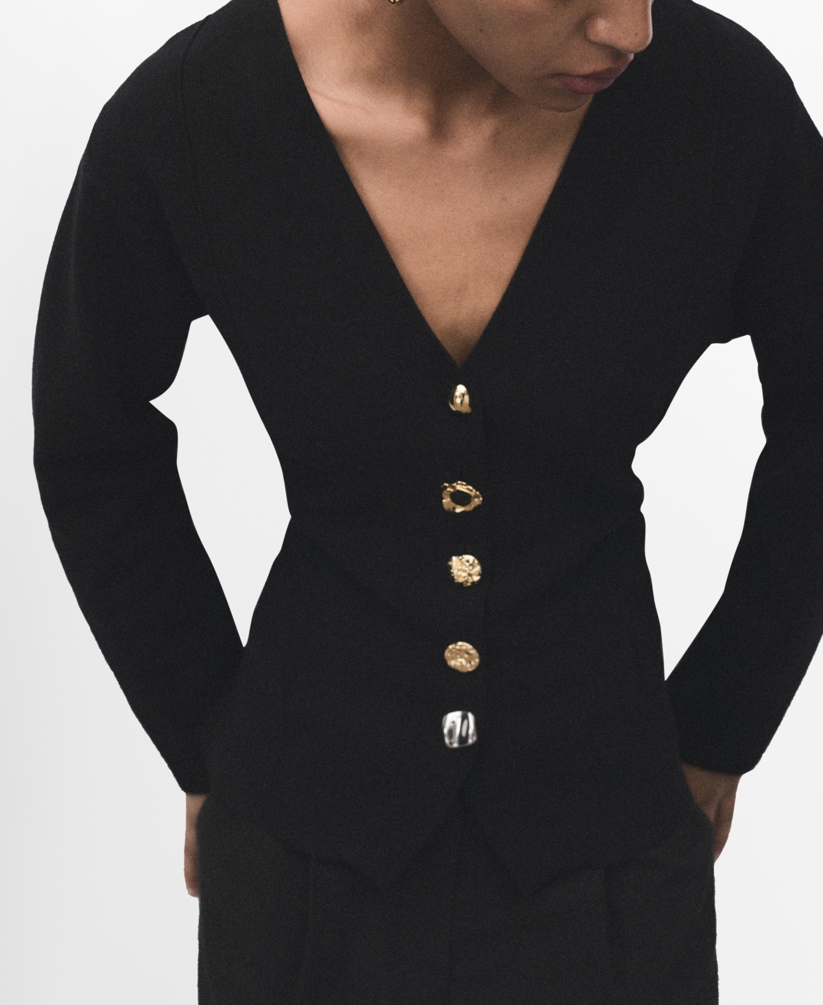 Mango Dali Knit Jacket In Black