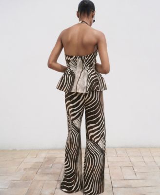Women's Zebra-Print Linen Pants