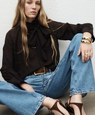 Women's Floral Pattern Straight-Leg Jeans