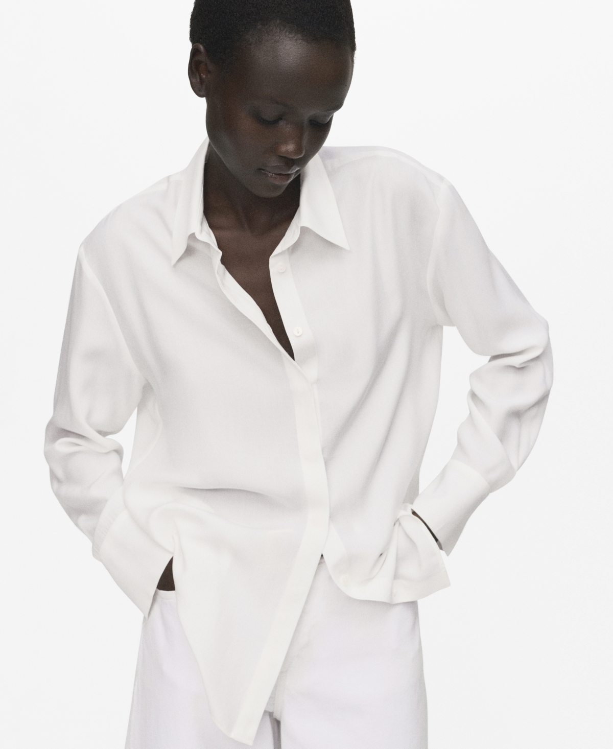 Mango Relaxed Fit Button-up Shirt In White