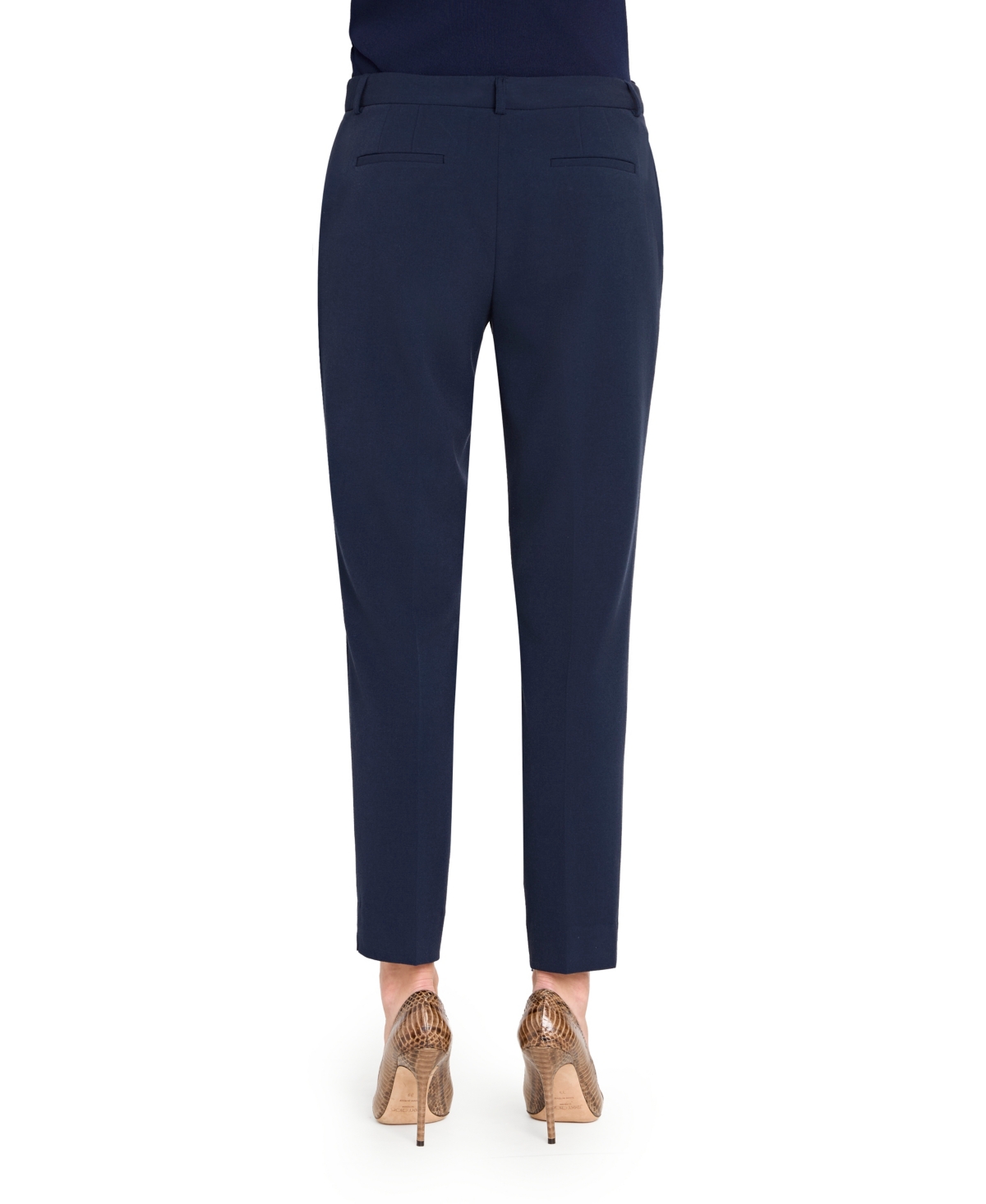 Tahari Asl Petite Classic Mid Rise Pants In Blue
