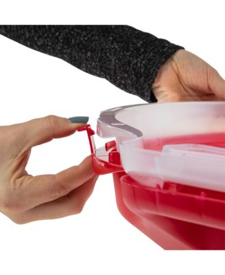 Clear Lid Red Base Nesting Storage Christmas Wreath Box (12 Pack)