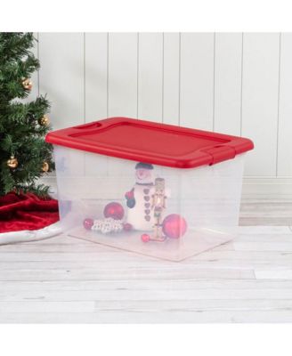64 Qt. Clear Plastic Latching Lid Storage Bin Container Tote, 12 Pack